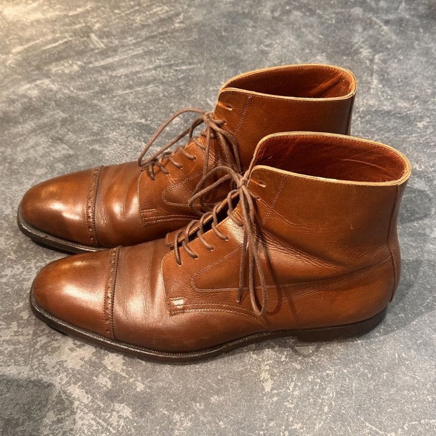クロケット&ジョーンズ レザーブーツ 9899  キャップトゥ ブラウンUK7D CROCKETT&JONES ブーツ 約25.5cm【LA】【中古】