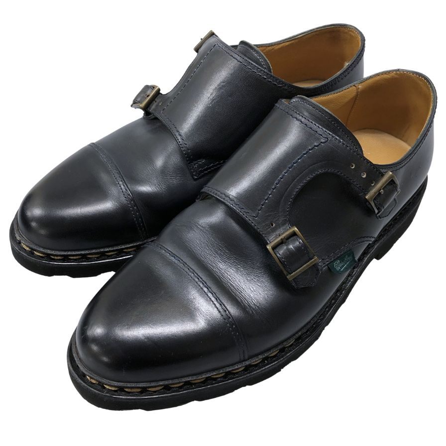パラブーツ レザーシューズ ダブルモンク ウィリアム カーフ メンズ サイズUK8 ブラック Paraboot WILLIAM ビジネスシューズ 約26.5cm【LA】【中古】