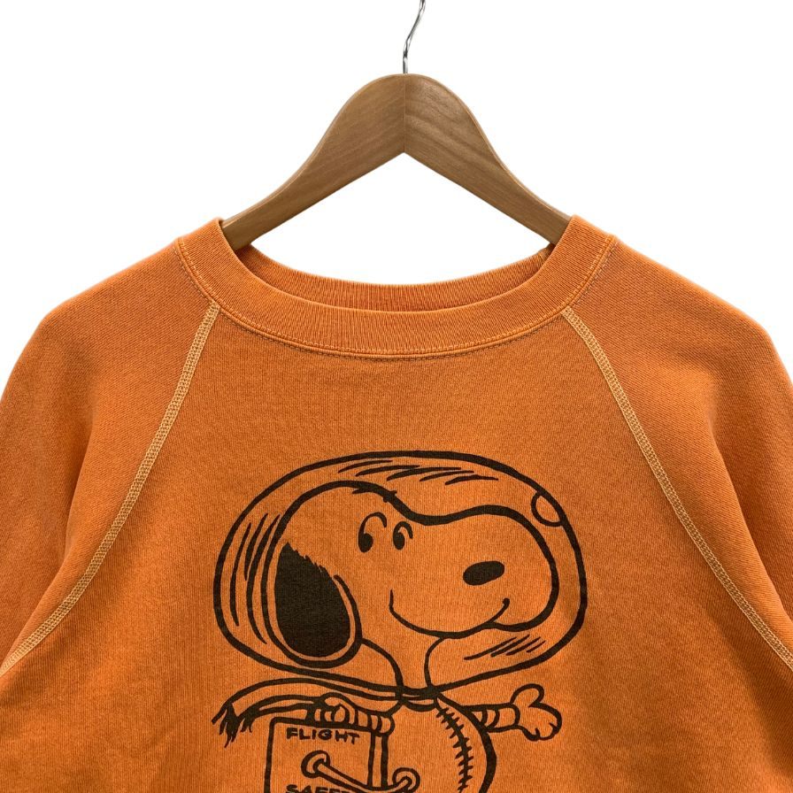 美品◆ピーナッツ スウェットトレーナースヌーピー ヴィンテージ USA製 オレンジ メンズ サイズM PEANUTS 【AFB43】