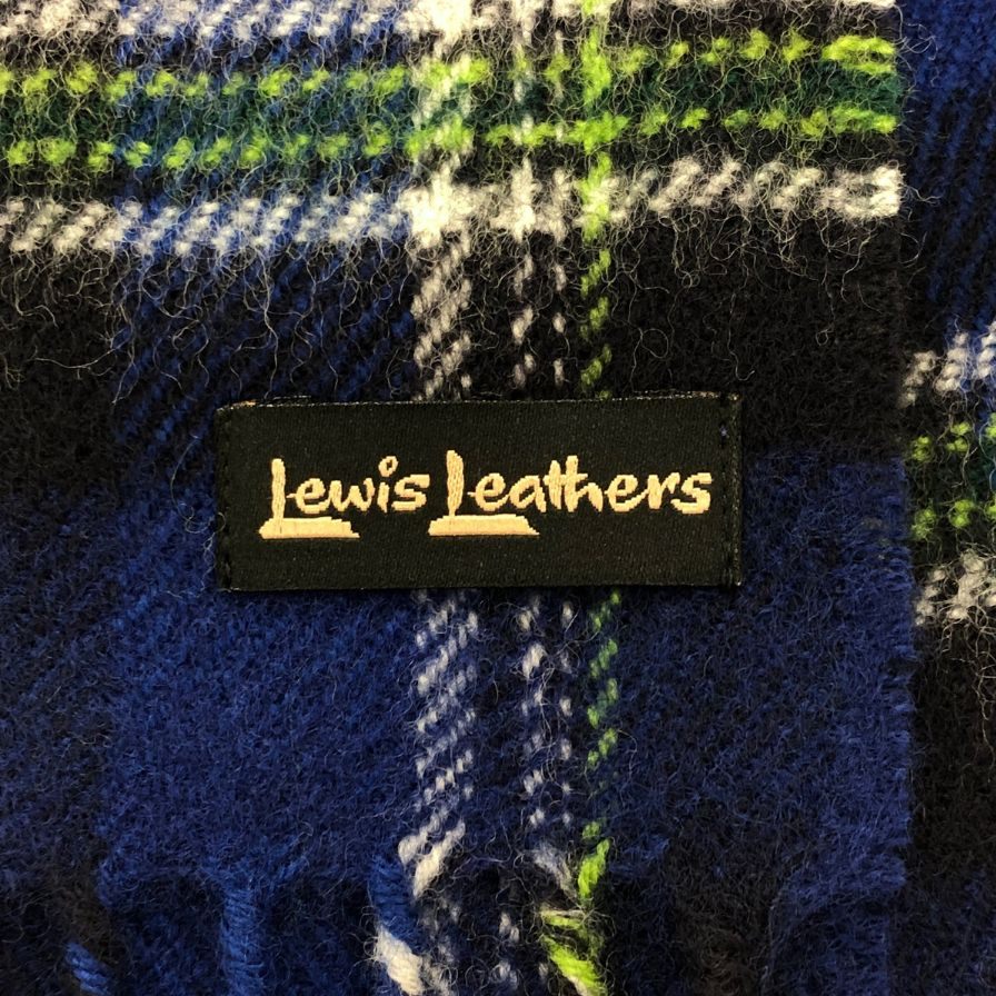 ルイスレザーズ ラムウール タータンチェック マフラー スコットランド製 ユニセックス ブルー Lewis Leathers【AFB55】