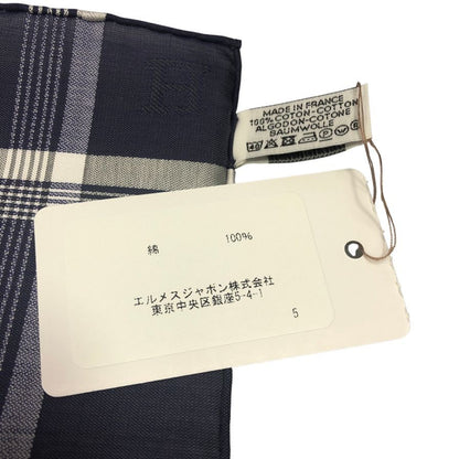 エルメス ハンカチ コットン100% ネイビー レディース HERMES【AFI11】【中古】