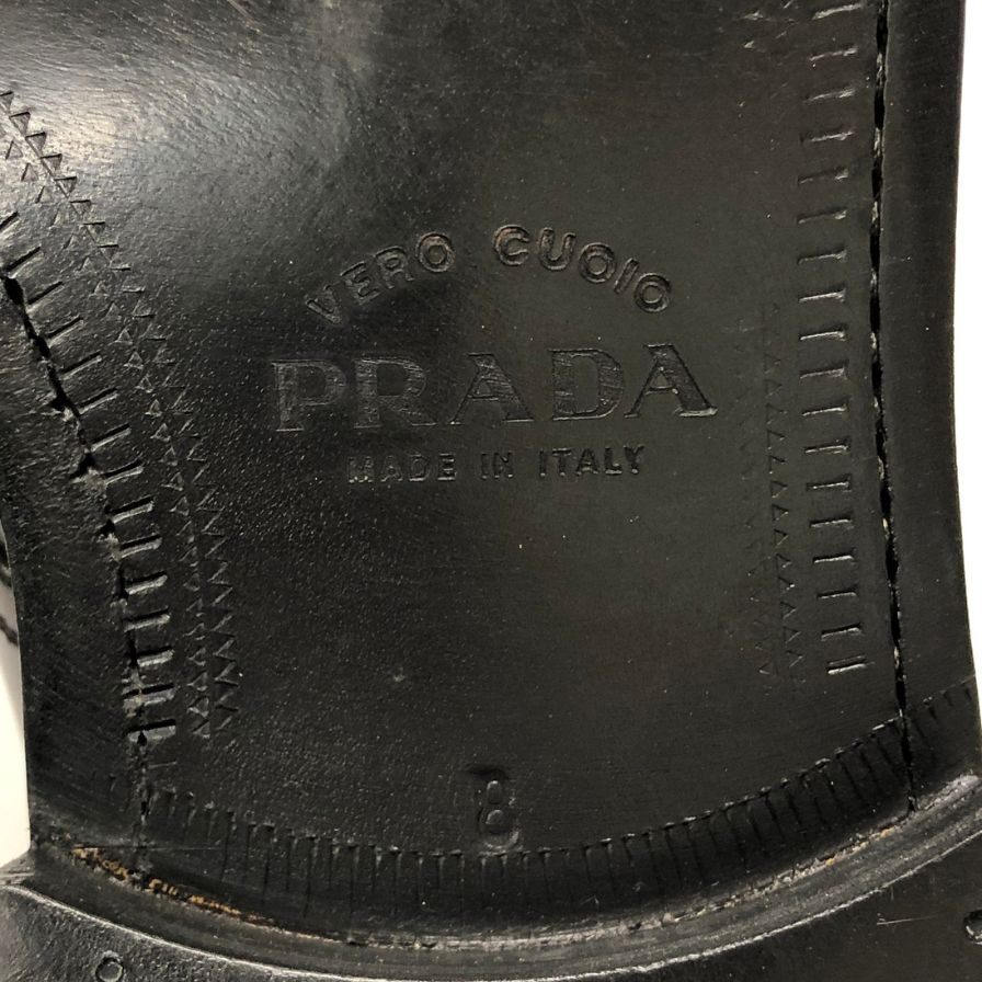 プラダ シングルモンク Uチップ メンズ サイズ 8 ブラウン PRADA 約27.0cm【AFC6】