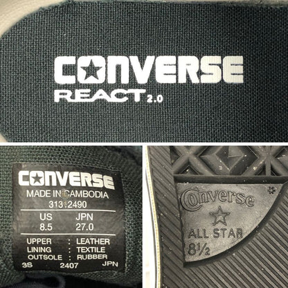 コンバース オールスター ローカットレザースニーカー ゴアテックス ブラック サイズ27㎝ メンズ CONVERSE REACT 約27.0cm【AFD15】
