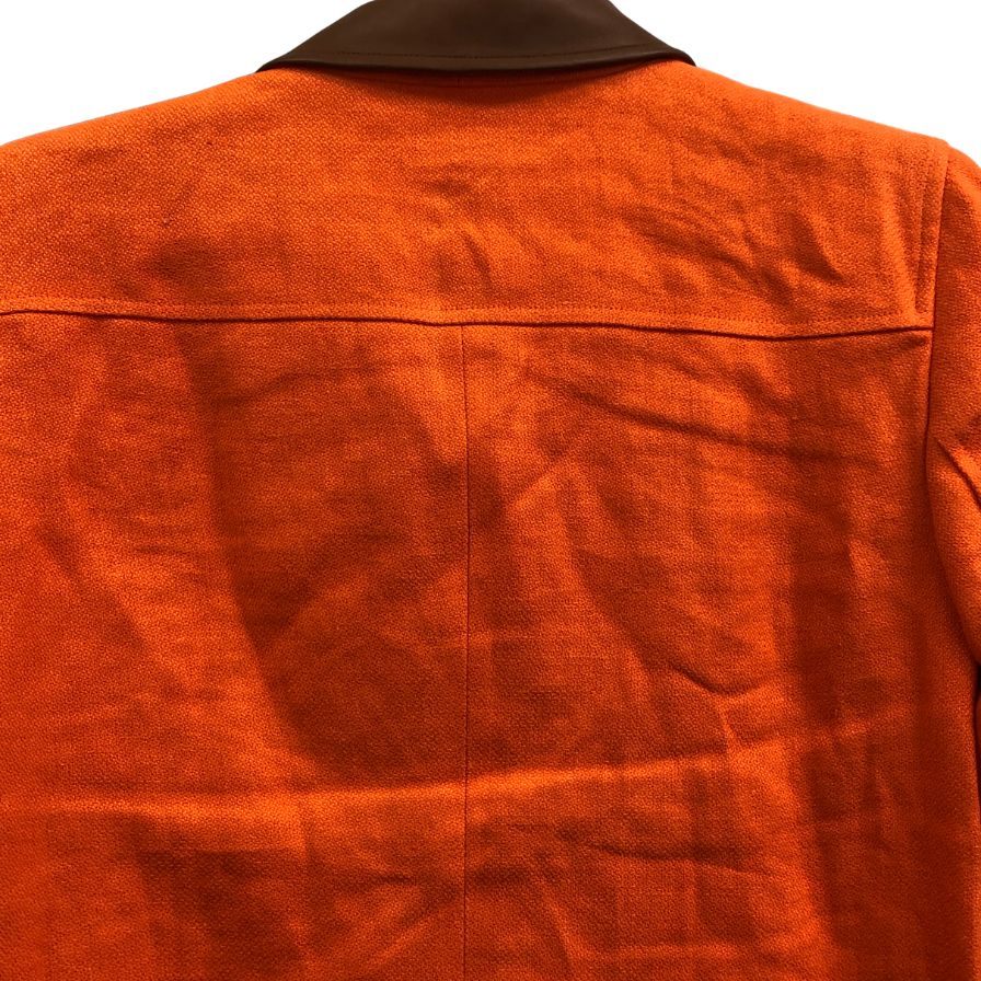 美品◆ローレン ラルフローレン ショートジャケット レザー襟 ゴールド金具 レディース  サイズ10 オレンジ LAUREN RALPH LAUREN 【AFB11】
