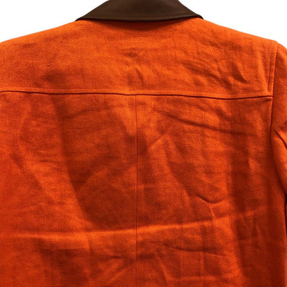 美品◆ローレン ラルフローレン ショートジャケット レザー襟 ゴールド金具 レディース  サイズ10 オレンジ LAUREN RALPH LAUREN 【AFB11】