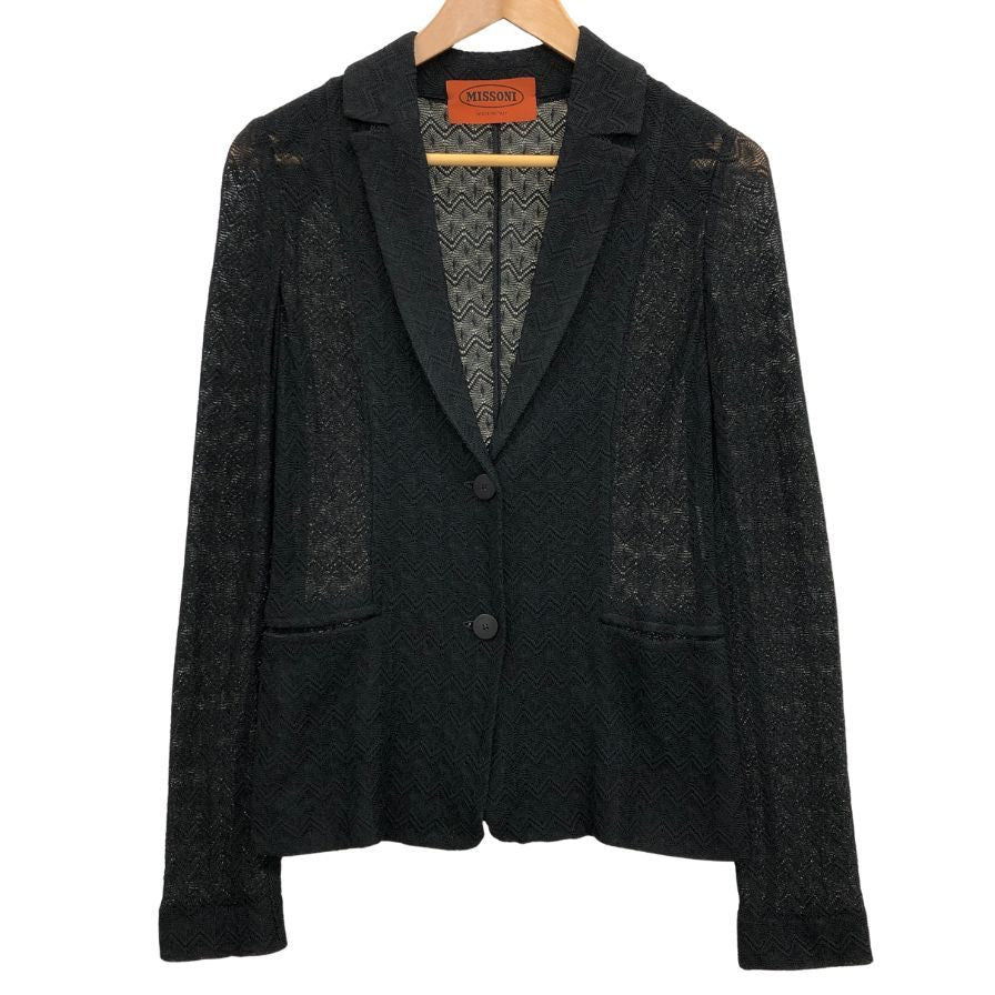 美品◆ミッソーニ ニットカーディガン レース ブラック レディース サイズ40 MISSONI 【AFB14】