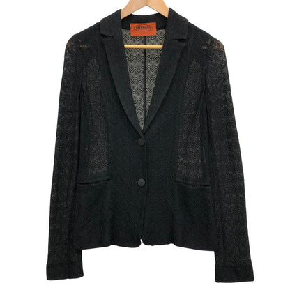 美品◆ミッソーニ ニットカーディガン レース ブラック レディース サイズ40 MISSONI 【AFB14】