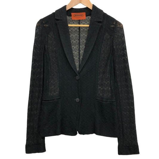 美品◆ミッソーニ ニットカーディガン レース ブラック レディース サイズ40 MISSONI 【AFB14】
