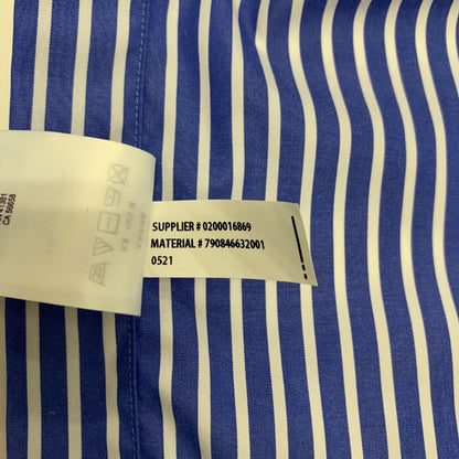 美品◆ラルフローレン シャツ パープルレーベル 2ポケット ストライプ コットン ブルー系 メンズ サイズ175/96A RALPH LAUREN 【AFB11】