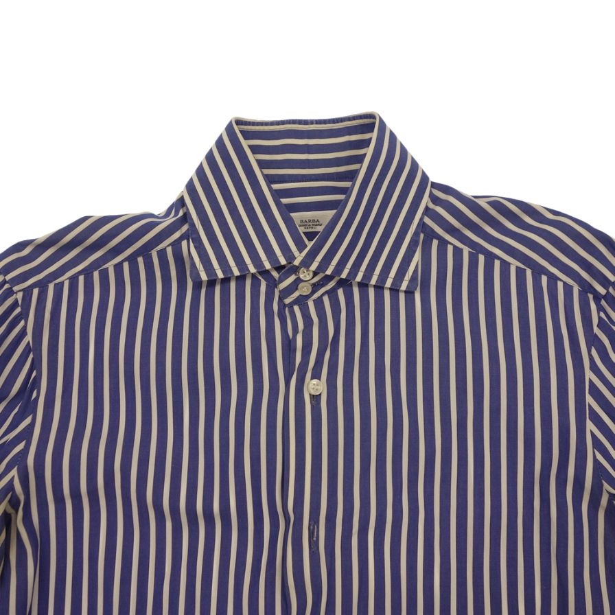 Used ◆Barba Cleric Shirt Blue Stripe Size 41 BARBA [AFB14] 