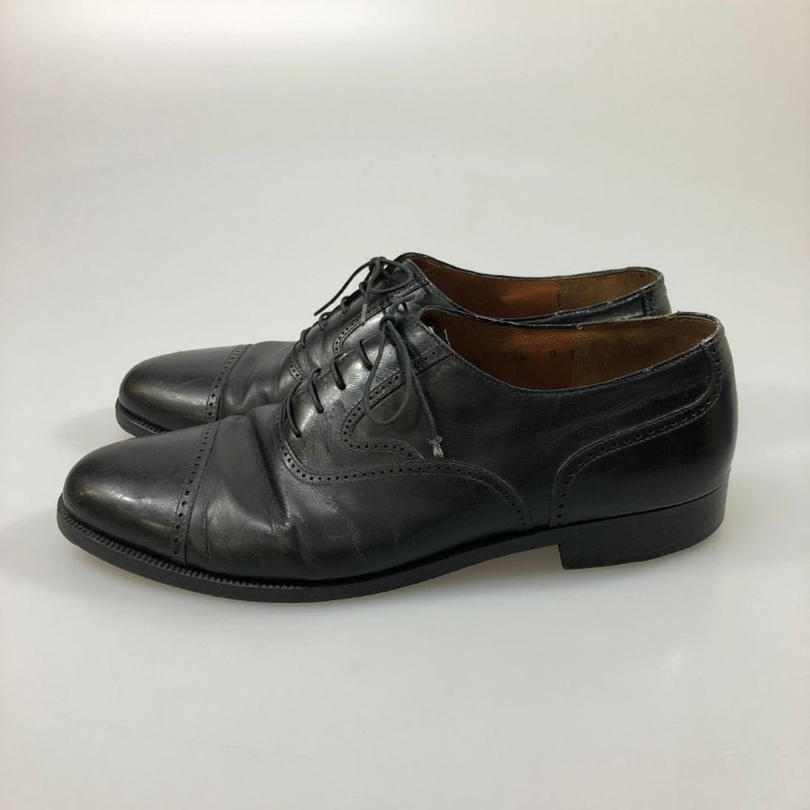 サルヴァトーレフェラガモ レザーシューズ 9553 パンチドキャップトゥ ブラック サイズUK8.5E Salvatore Ferragamo 約27.0cm【AFC43】