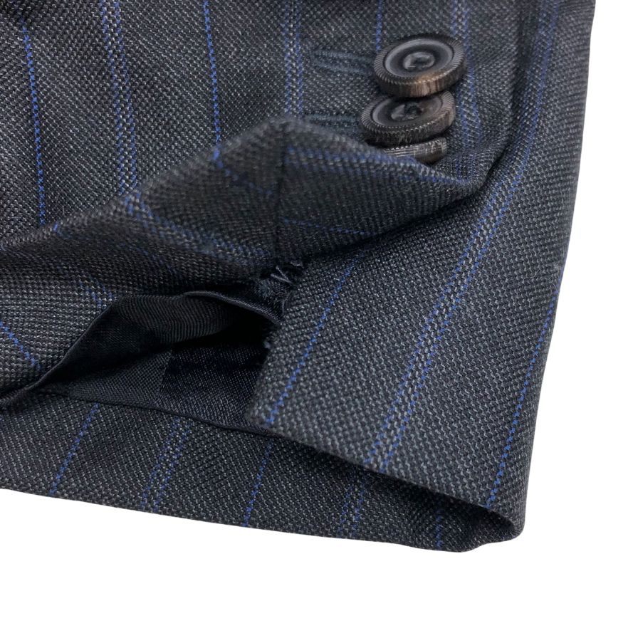 美品◆ジョルジオ アルマーニ テーラードジャケット 2B シルク混 ストライプ メンズ サイズ54 グレー  GIORGIO ARMANI 【AFB21】