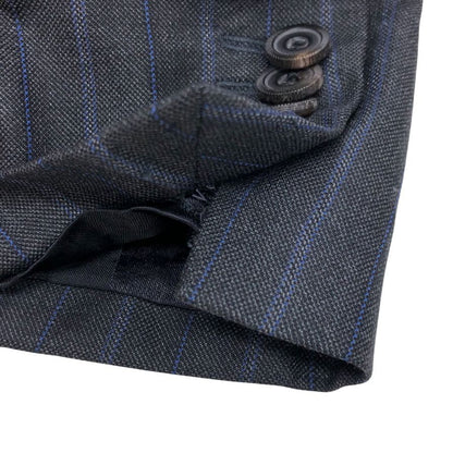 美品◆ジョルジオ アルマーニ テーラードジャケット 2B シルク混 ストライプ メンズ サイズ54 グレー  GIORGIO ARMANI 【AFB21】