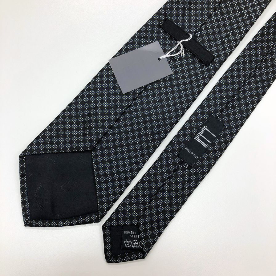 ダンヒル 総柄 ネクタイ ブラック メンズ イタリア製 Dunhill【AFI6】