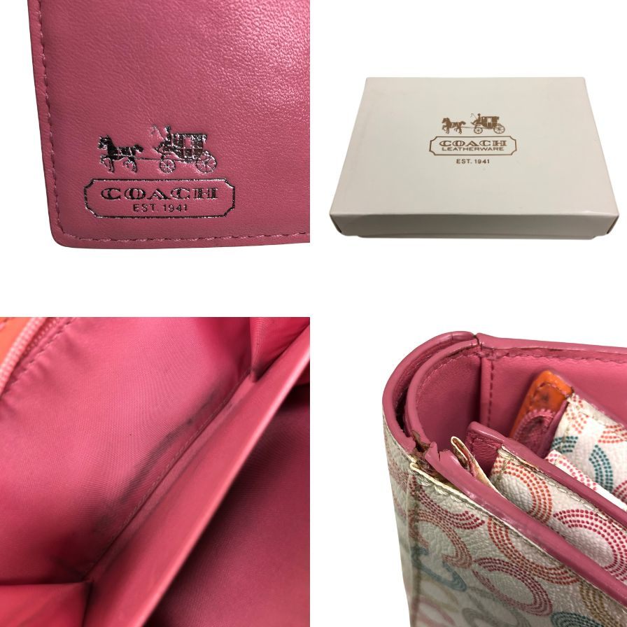 コーチ 二つ折り財布 オプアート レザー マルチカラー coach【AFI15】