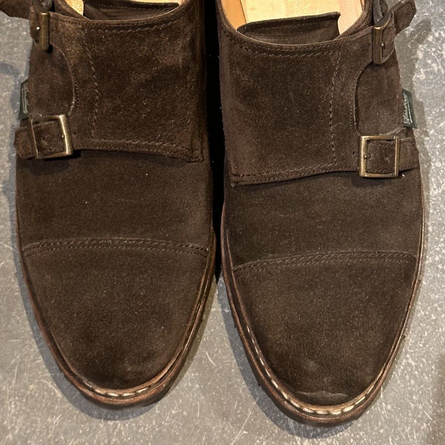パラブーツ レザーシューズ ダブルモンクストラップ ウィリアム スエード メンズ ブラウン サイズUK7 Paraboot ビジネスシューズ 約25.5cm【LA】【中古】