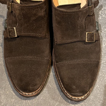パラブーツ レザーシューズ ダブルモンクストラップ ウィリアム スエード メンズ ブラウン サイズUK7 Paraboot ビジネスシューズ 約25.5cm【LA】【中古】