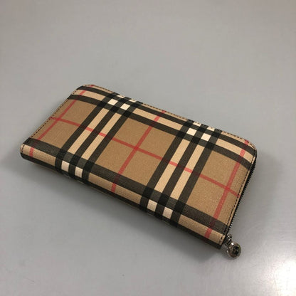 バーバリー ラウンドファスナー PVC×レザー 長財布 チェック柄 BURBERRY【AFB55】