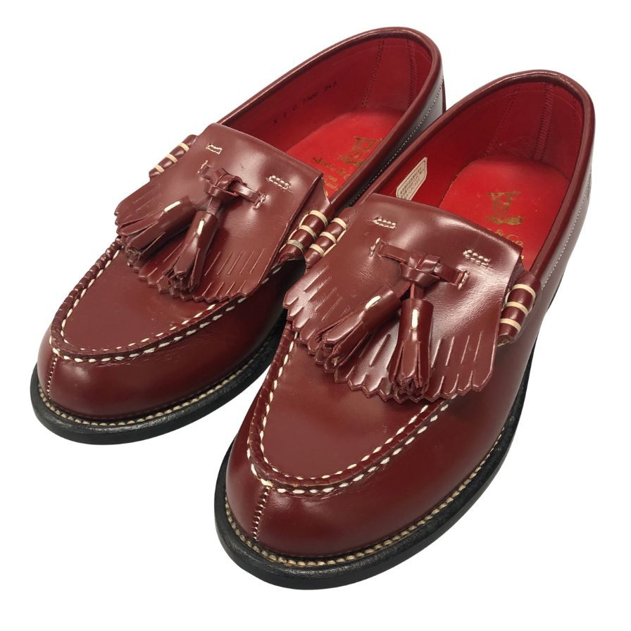 リーガルシューアンドコー タッセルローファー  カーフ レッド サイズ24.5 REGAL shoe＆co 約24.5cm【AFC36】