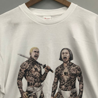 極美品◆魁組 サキガケグミ 半袖Tシャツ ダウンタウン メンズ サイズXL ホワイト 【AFB30】