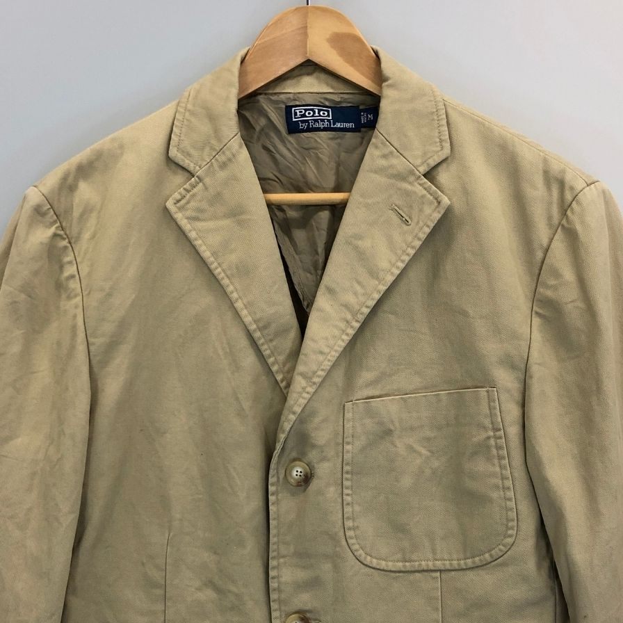 美品◆ポロラルフローレン テーラードジャケット 90S 3B ベージュ メンズ サイズM Polo Ralph Lauren 【AFB9】