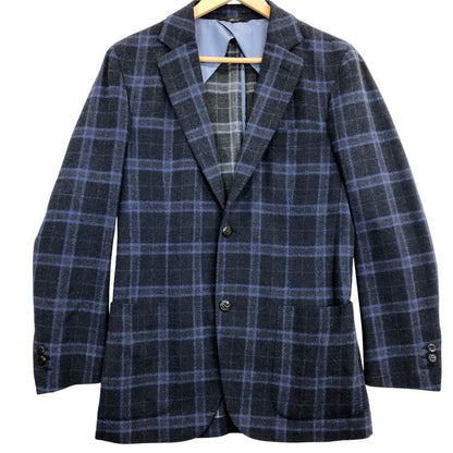 中古◆ブリオーニ 2B ウールジャケット ブルーチェック サイズXS メンズ イタリア製 Brioni 【AFB36】