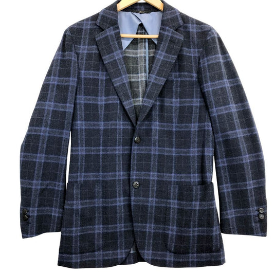 中古◆ブリオーニ 2B ウールジャケット ブルーチェック サイズXS メンズ イタリア製 Brioni 【AFB36】