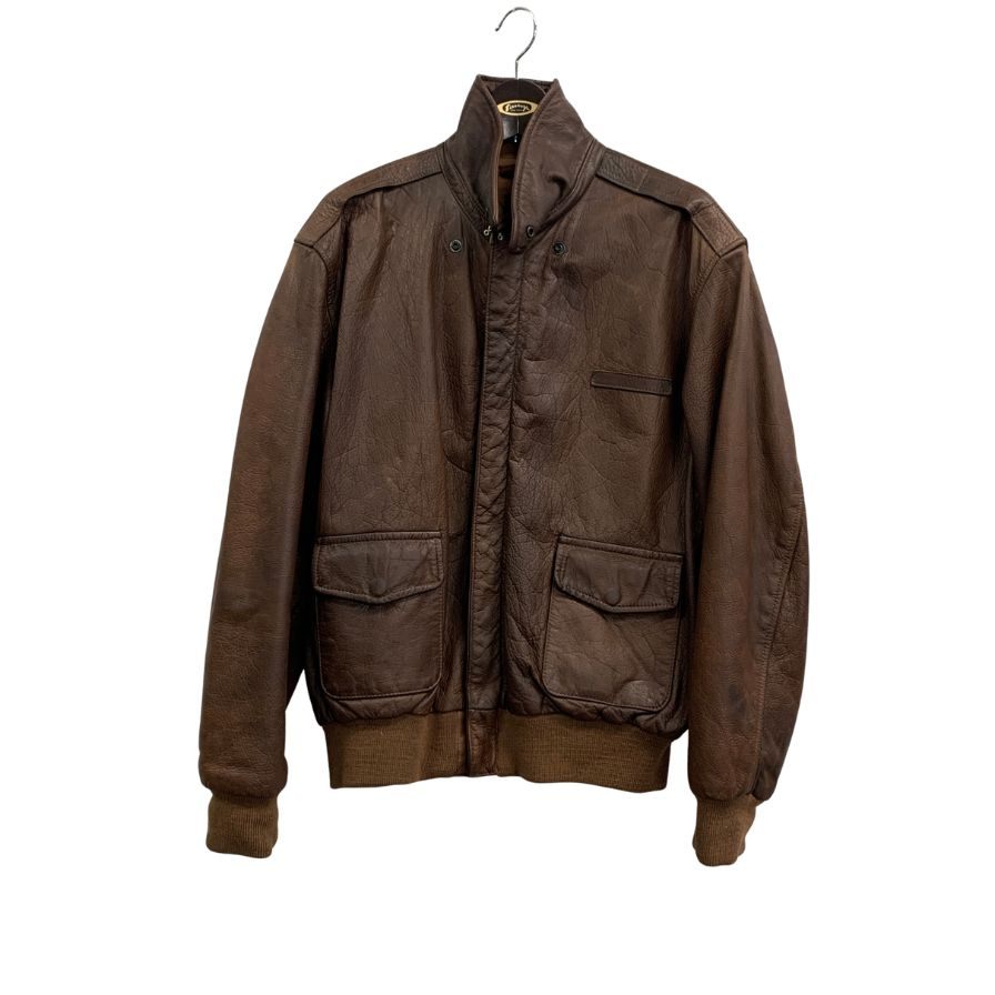 中古◆ウィリス＆ガイガー レザージャケット A-2 TALONジップ MADE IN USA サイズ44 メンズ ブラウン Willis & Geiger,INC 【AFG1】
