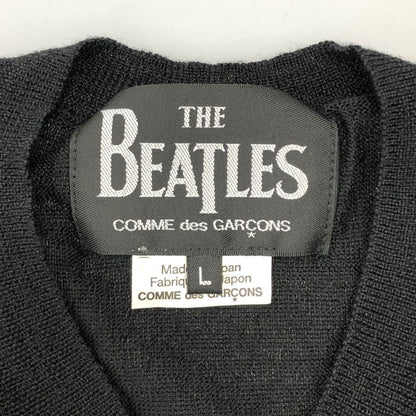 中古■コムデギャルソン ザ ビートルズ トップス ニット アップル刺繍 AD2015 ユニセックス サイズL ブラック  COMME des GARCONS 【AFB38】