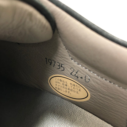 フレジーノ レザースニーカー ブラック 編み込み レディース サイズ24.5EEE FREGINO 約24.5cm【AFD15】