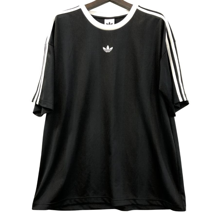 極美品◆アディダス アディカラー 半袖Tシャツ ジャカード ジャージー ブラック メンズ サイズ3XL ADIDAS 【AFB3】