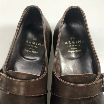 カルミナ レザーシューズ シングルモンク プレーントゥ カーフ ブラウン サイズUK8 メンズ CARMINA 約26.5cm【AFC8】