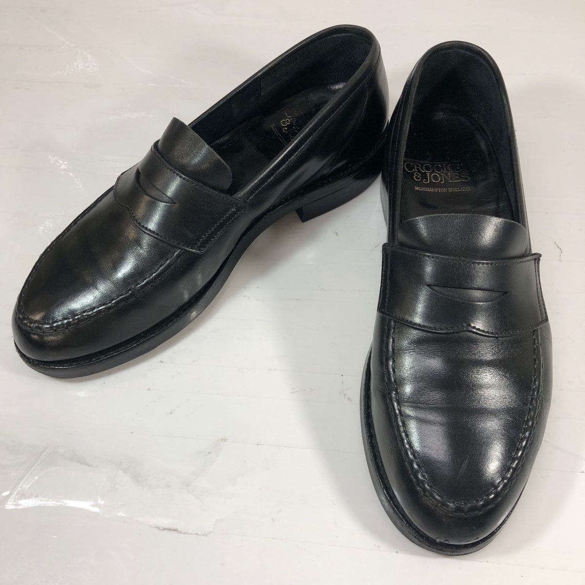 クロケット＆ジョーンズ モデル名不明 コインローファー ブラック サイズ不明 Crockett & Jones 約不明cm【AFC47】
