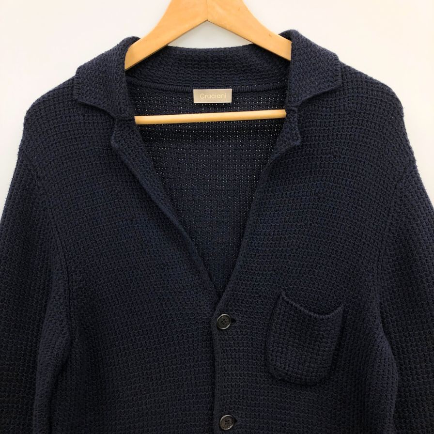 極美品◇クルチアーニ ビームスF別注 ニットジャケット ネイビー