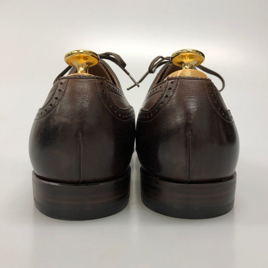 宮城興業 レザーシューズ ストレートチップ パンチドキャップ サイズ9 メンズ ブラウン系 Miyagi Kogyo 約27.5cm【AFD3】