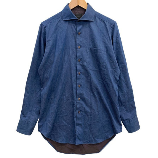 美品◆サルトリアデルグロッソ シャツ ポリエステル メンズ ブルー サイズ39-82 SARTORIA DEL GROSSO 【AFB7】