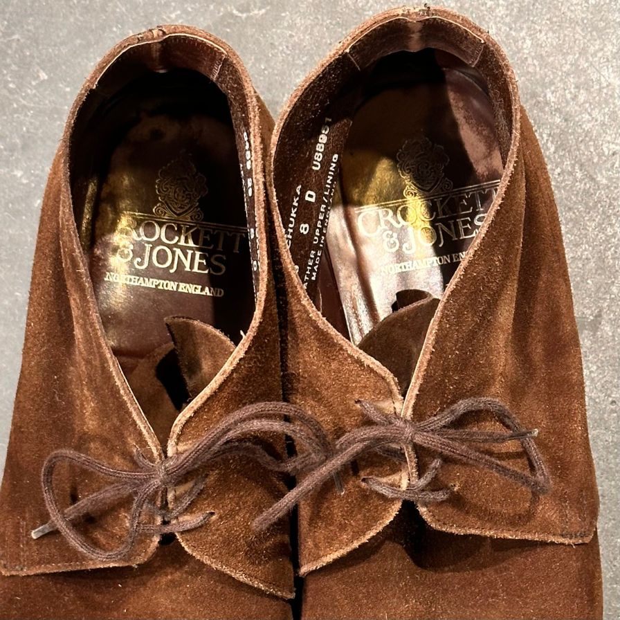 クロケット＆ジョーンズ チャッカブーツ チャッカ アンラインド スエード ブラウン サイズUK8D メンズ CROCKETT&JONES ブーツ 約26.5cm【LA】【中古】