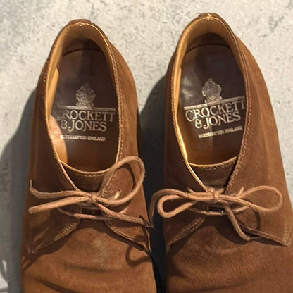 クロケット&ジョーンズ チャッカブーツ チャートシー スエード ライトブラウン メンズ サイズUK7E CROCKETT&JONES CHERTSEY ブーツ 約25.5cm【LA】【中古】