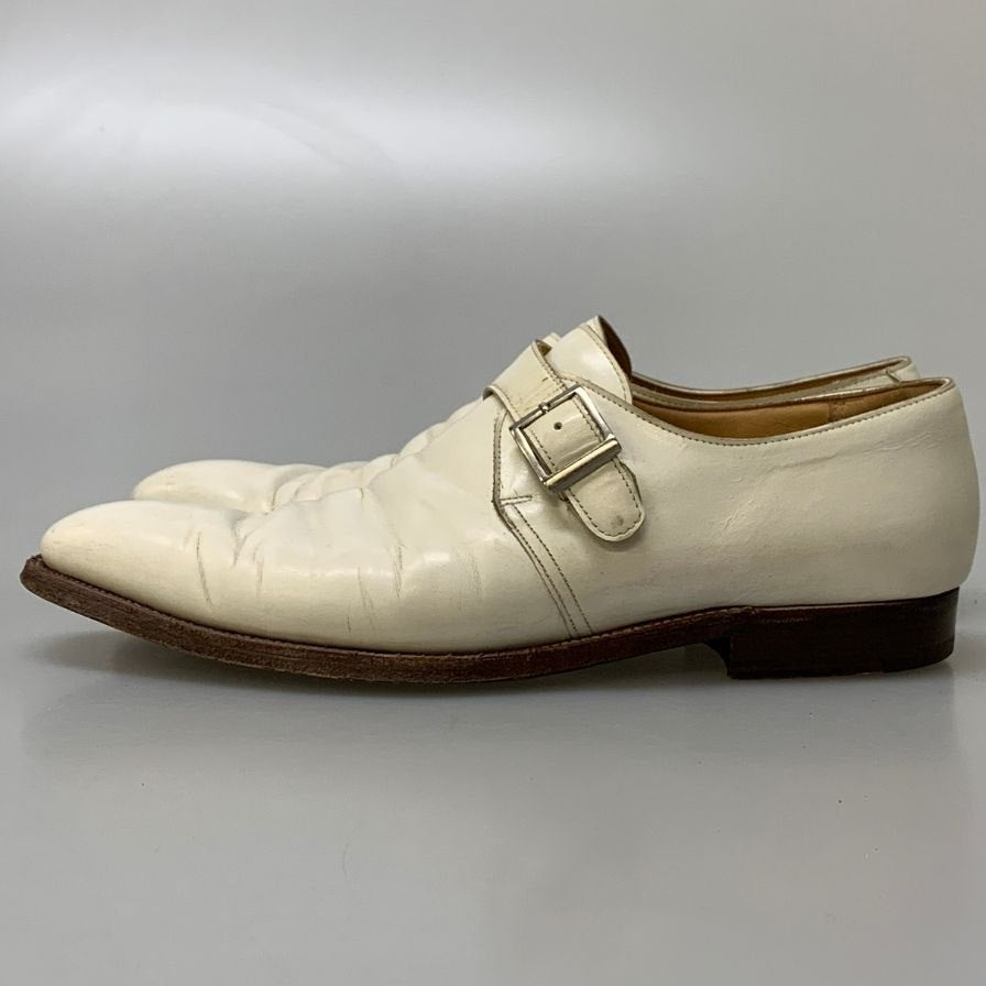 クロケット&ジョーンズ レザーシューズ シングルモンク カーフ ホワイト メンズ サイズ7.5E CROCKETT&JONES 約26.0cm【AFC51】