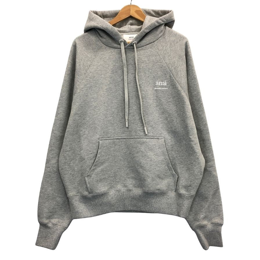 極美品◆アミ パリス  パーカ  フーディー プルオーバー USW224.747 メンズ サイズL グレー AMI PARIS 【AFB33】