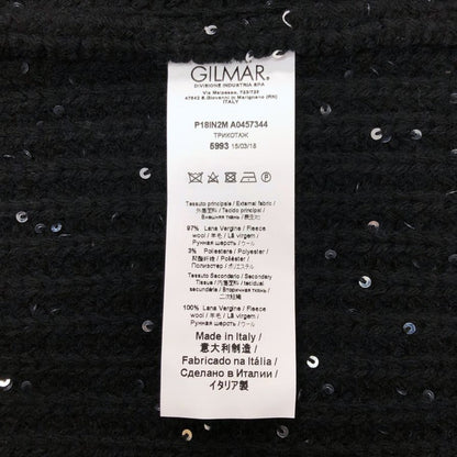 美品◆ヌメロヴェントゥーノ スパンコールあしらい 袖＆裾色切り替え カーディガン ウール 100% レディース ブラック N°21 【AFB18】