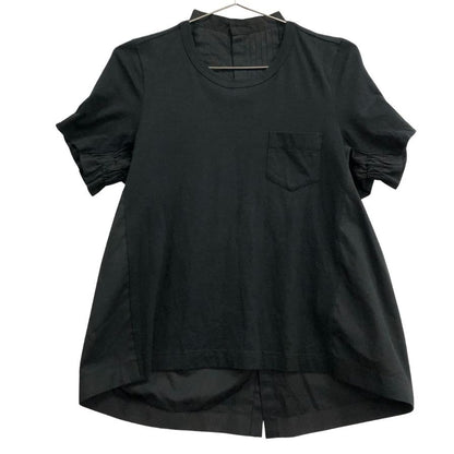 美品◆サカイ 半袖Tシャツ プリーツドッキングカットソー ネイビー レディース サイズ1 SCW-022 sacai 【AFB40】