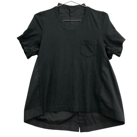 美品◆サカイ 半袖Tシャツ プリーツドッキングカットソー ネイビー レディース サイズ1 SCW-022 sacai 【AFB40】