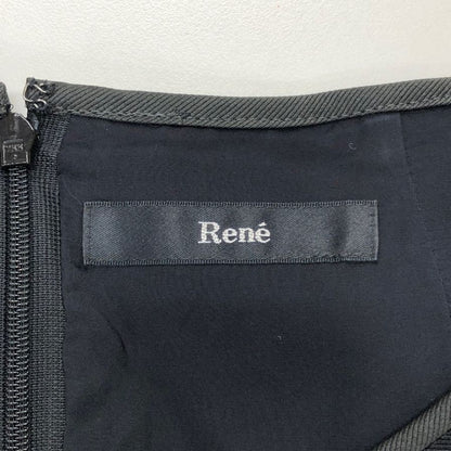美品◆ルネ ワンピース ノースリーブ ポリエステル リボン デザイン ブラック レディース サイズ38 Rene 【AFB35】