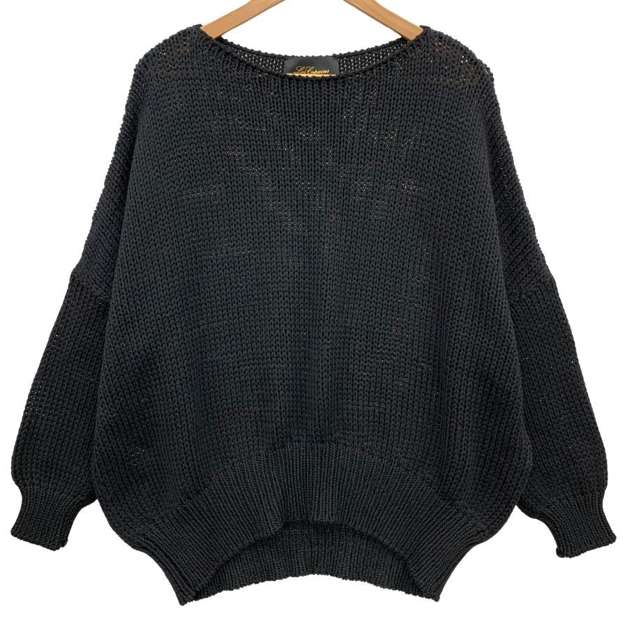 極美品◆レ コパン ハイゲージニット ブラック サイズL レディース LES COPAINS made in italy 【AFB42】