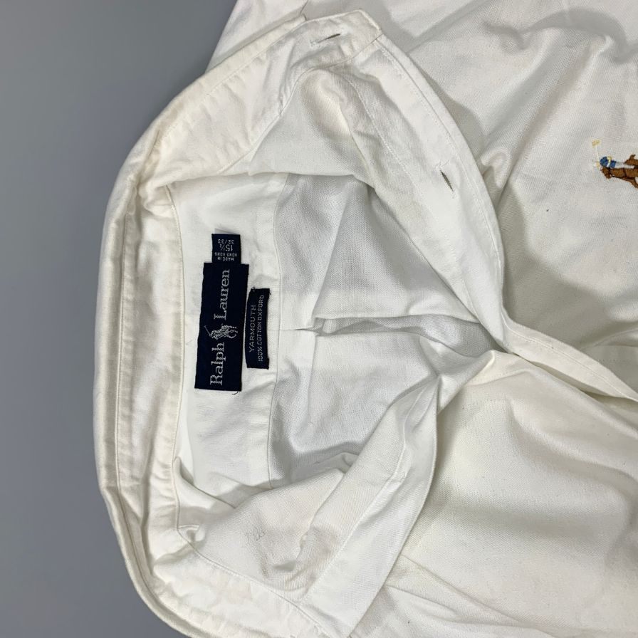 極美品◆ポロ ラルフローレン BDシャツ YARMOUTHライン ホワイト メンズ サイズ15.5 Polo Ralph Lauren 【AFB19】
