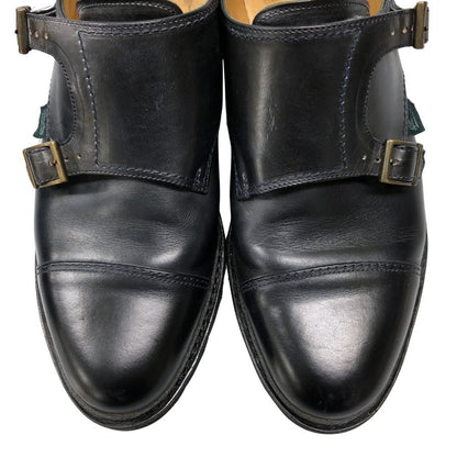 パラブーツ レザーシューズ ダブルモンク ウィリアム カーフ メンズ サイズUK8 ブラック Paraboot WILLIAM ビジネスシューズ 約26.5cm【LA】【中古】