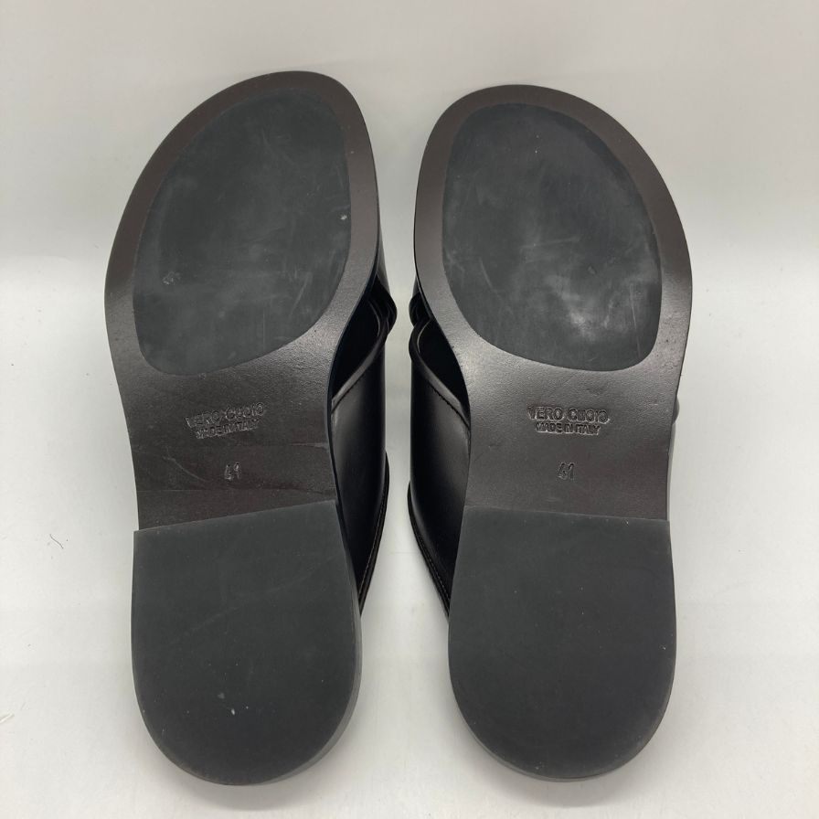 ユナイテッドアローズ レザーサンダル クロスストラップ ブラック サイズ41 メンズ UNITED ARROWS 約26.0cm【YB1】