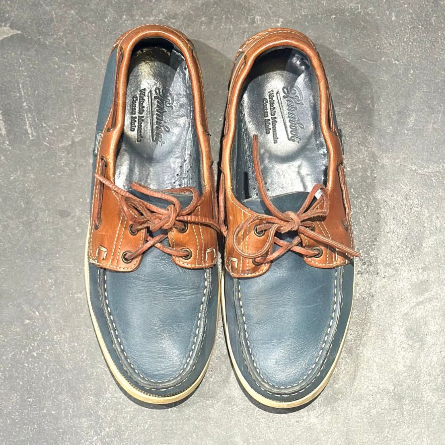パラブーツ レザーデッキシューズ バース ブルーブラウンコンビ  メンズ UK8 PARABOOT デッキシューズ 約26.5cm【LA】【中古】
