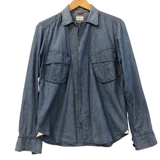 中古◆バグッタ 長袖コットンシャツ アルバニア製 メンズ ブルー サイズ37 BAGUTTA 【AFB2】
